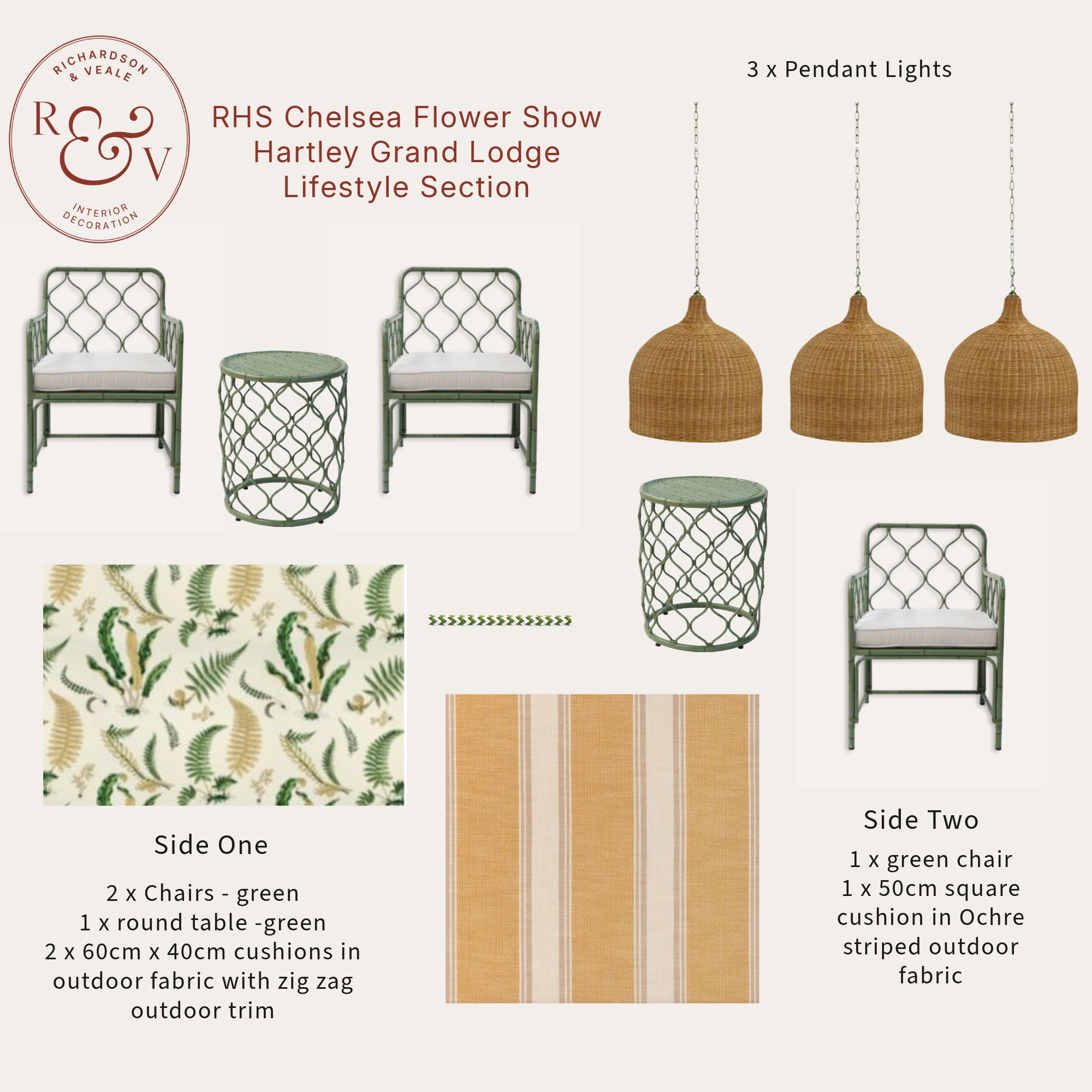 RHS Chelsea Flower Show, Hartley Grand Lodge Lifestyle Section design scheme